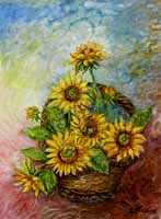 Olio su tela 50x70   Cesta di girasoli 2007