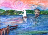 olio su tela 40 x 50 Puccini e il suo lago 2006